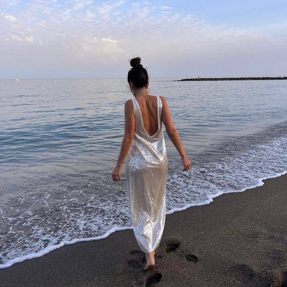 Zara sequin midi dress white - Picture 3 of 15